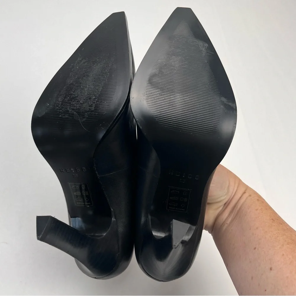 Reiss Womens‎ Size 36 5.5 Black Ada Court Leather 4 inch Heel Shoes Office NEW